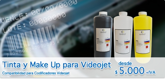 Tinta y Top Up para Codificadoras Inkjet Videojet VENTIN